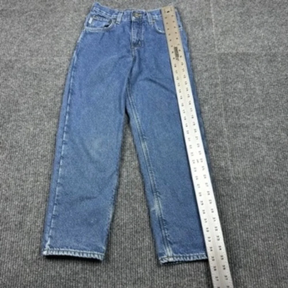 Carhartt Boys Fleece Lined Relaxed Fit Jeans Blue Denim Size 12 Regular YYB155